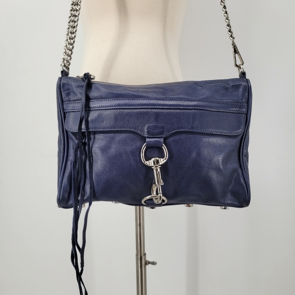 Rebecca Minkoff MAC Daddy Crossbody Bag Navy Blue Ink Silver Vintage Made in USA - Picture 4 of 11